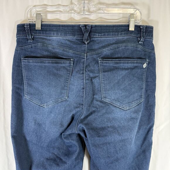 Democracy Ab Solution Jeans Women's 12 Dark Wash Blue Denim Cropped Button Zip - Picture 7 of 9